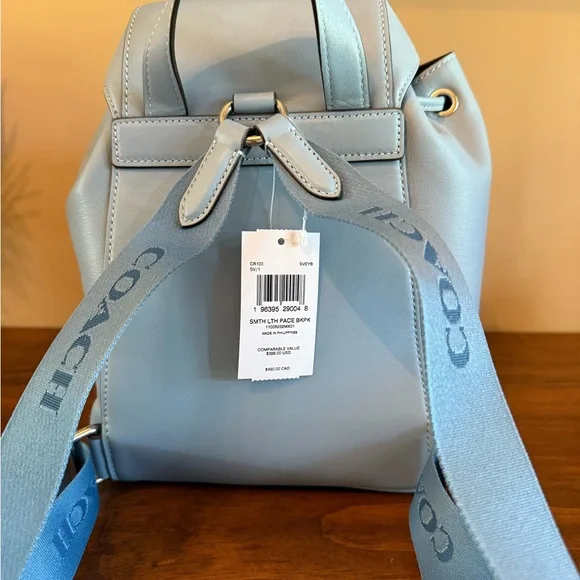 Coach Blue Leather Backpack with Drawstring Closure - Picture 3 of 12